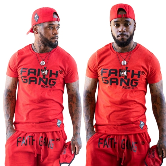 Camiseta unisex roja y negra Faith Gang® (varios colores)