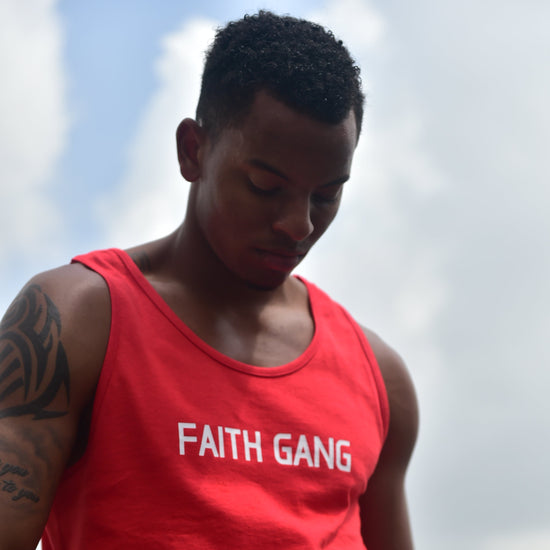 Camiseta sin mangas roja Faith Gang® (varios colores)