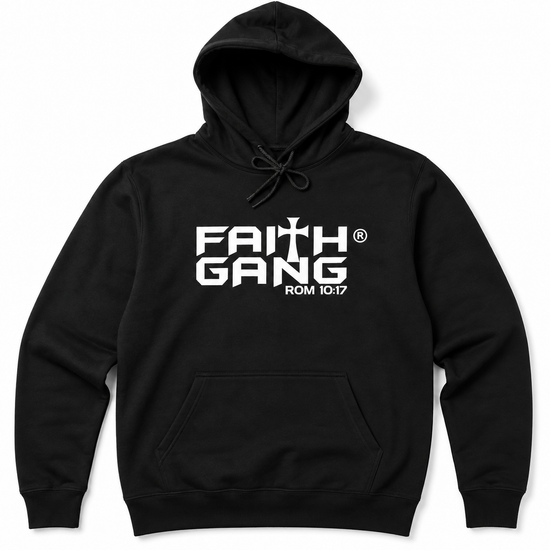 Faith Gang® Black Hoodie (multiple color options) white design