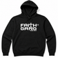 Sudadera con capucha negra Faith Gang® (varias opciones de color) diseño blanco