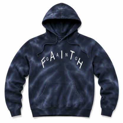 Faith Gang® Arched Black Tie-Dye Pullover Hoodie (unisex)