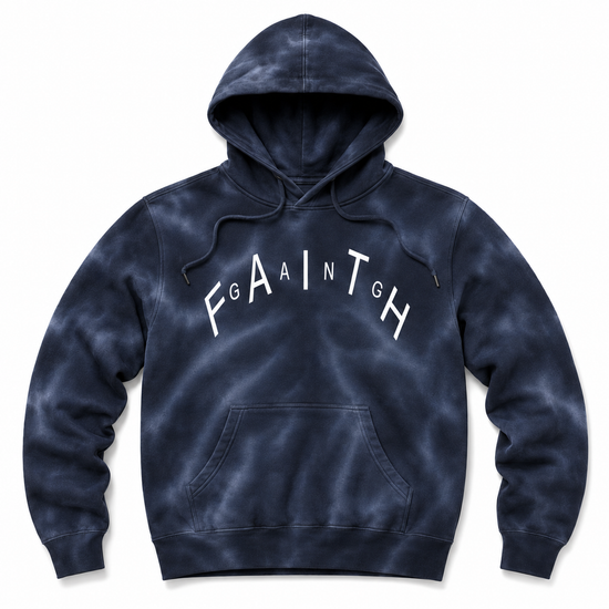 Faith Gang® Arched Black Tie-Dye Pullover Hoodie (unisex)