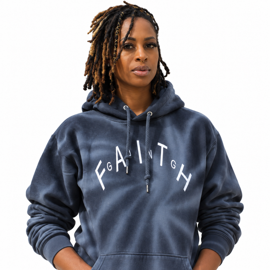 Faith Gang® Arched Black Tie-Dye Pullover Hoodie (unisex)