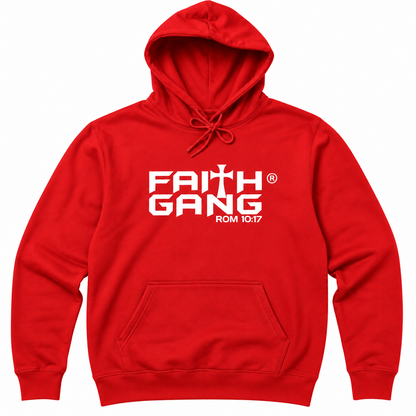 Sudadera con capucha negra Faith Gang® (varias opciones de color) diseño blanco