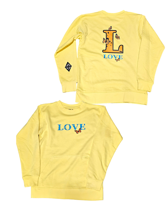 LOVE long-sleeve crew with pocket.