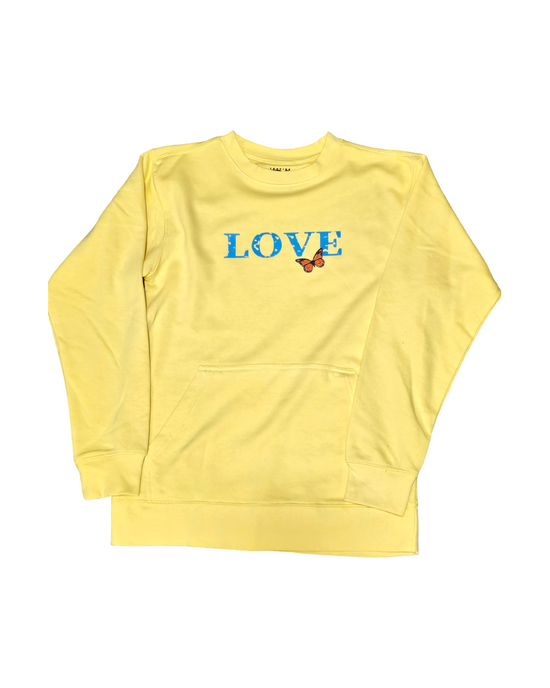 LOVE long-sleeve crew with pocket.