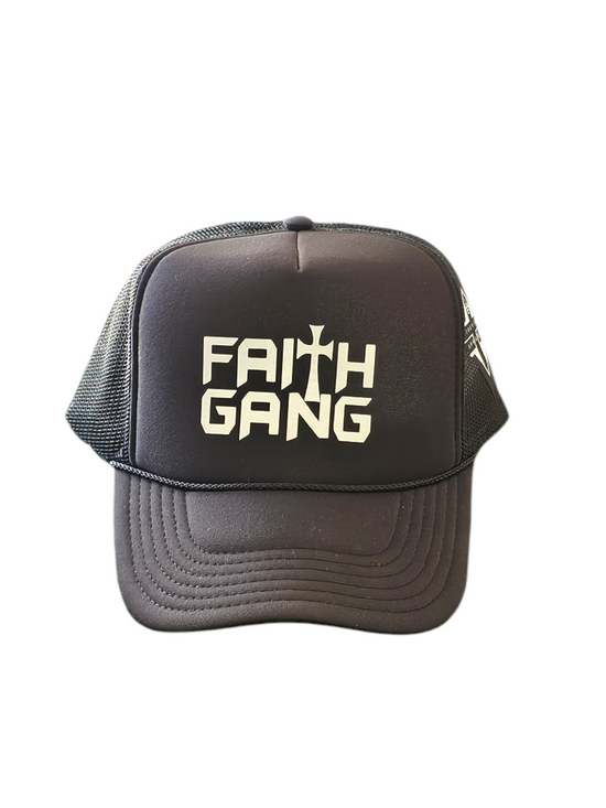 Faith Gang Black Trucker Cap