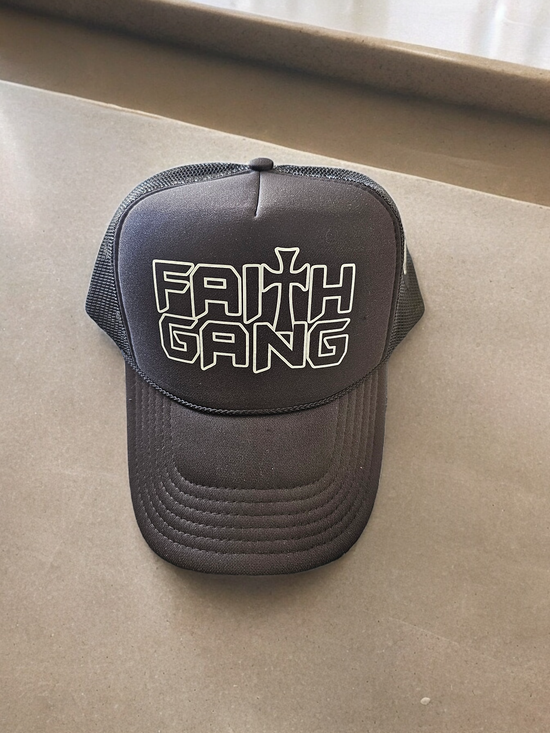 Faith Gang Outline Black Trucker Cap