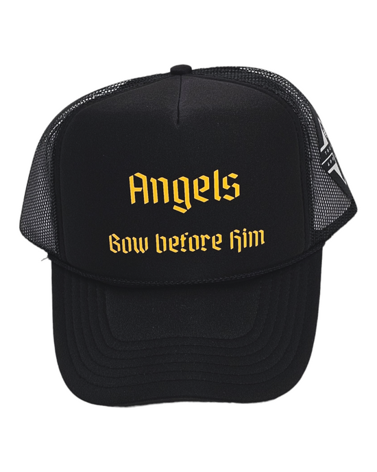 Angels Bow Before Him trucker cap