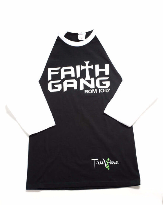 Faith Gang Baseball Tee  (Black/White)