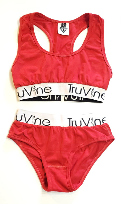 Modern Red Bralette & Bikini Set
