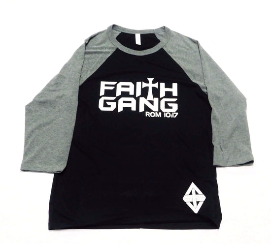 Faith Gang Black & Deep Heather Baseball Tee