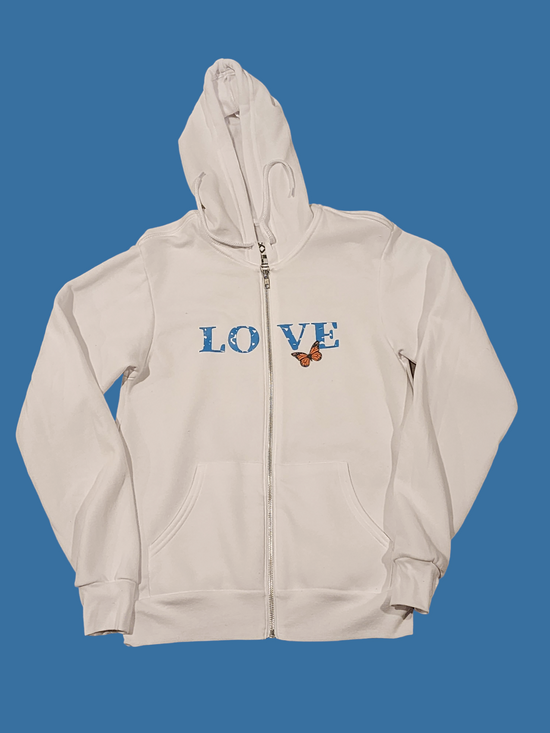 Sudadera con capucha y cremallera premium Love + pantalón corto premium + gorra (varios colores)