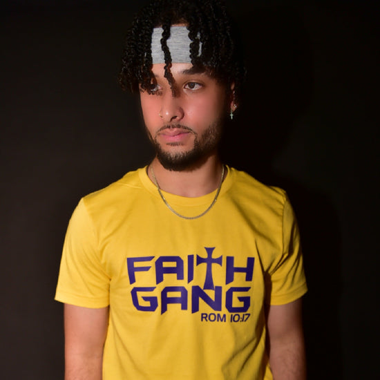 Camiseta unisex morada/dorada Faith Gang®
